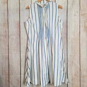 Boden Blue and White Striped Midi Dress